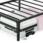 Cadre de lit plateforme en métal noir, pas de sommier tapissier, lit simple/double/grand lit, 1 à 2 personnes