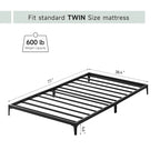 Cadre de lit plateforme en métal noir, pas de sommier tapissier, lit simple/double/grand lit, 1 à 2 personnes