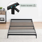 Cadre de lit plateforme en métal noir, pas de sommier tapissier, lit simple/double/grand lit, 1 à 2 personnes