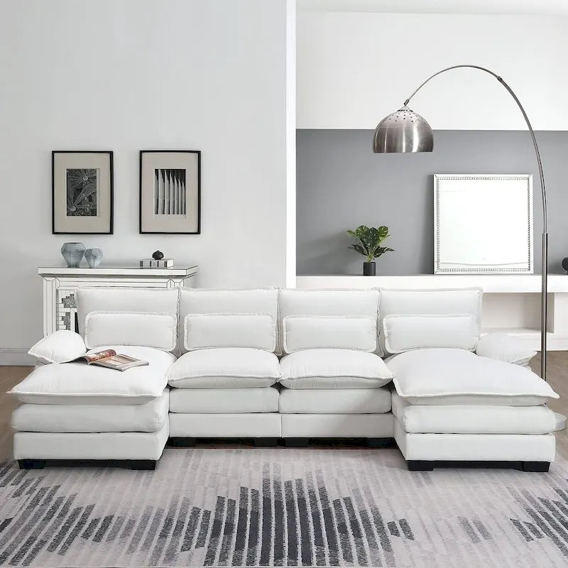 Canapé d'angle modulable 6 places en U blanc/gris/vert/bleu/noir