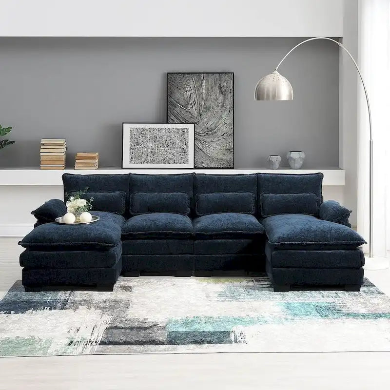 Canapé d'angle modulable 6 places en U blanc/gris/vert/bleu/noir