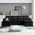 Canapé d'angle modulable 6 places en U blanc/gris/vert/bleu/noir