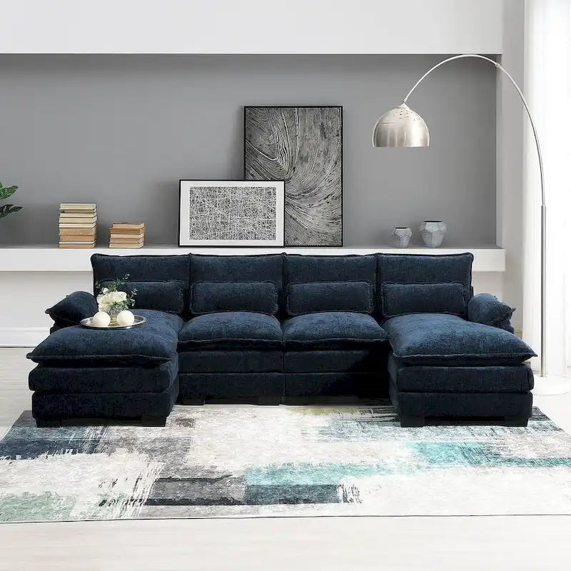 Canapé d'angle modulable 6 places en U blanc/gris/vert/bleu/noir