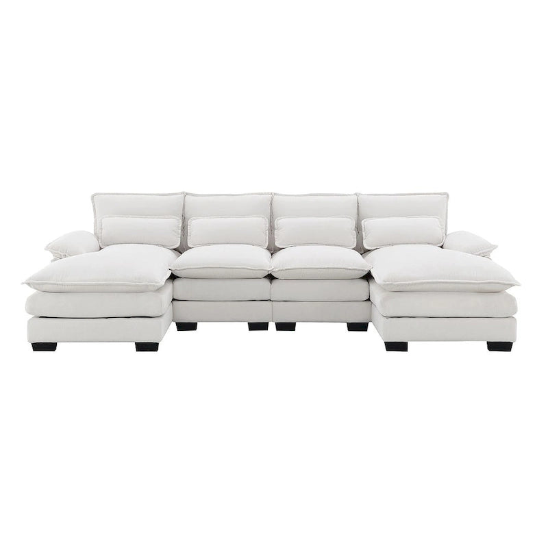 Canapé d'angle modulable 6 places en U blanc/gris/vert/bleu/noir