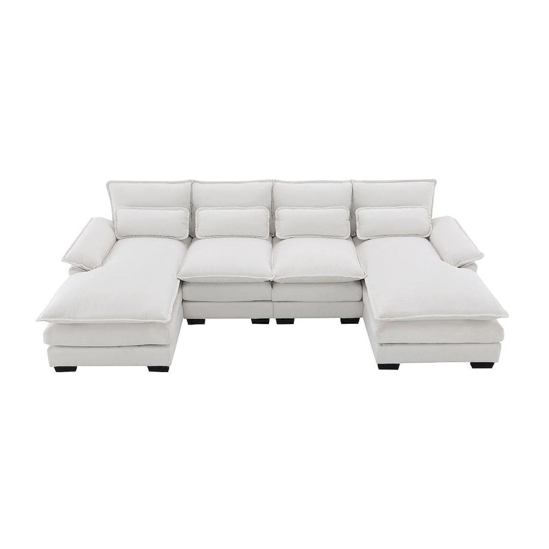 Canapé d'angle modulable 6 places en U blanc/gris/vert/bleu/noir