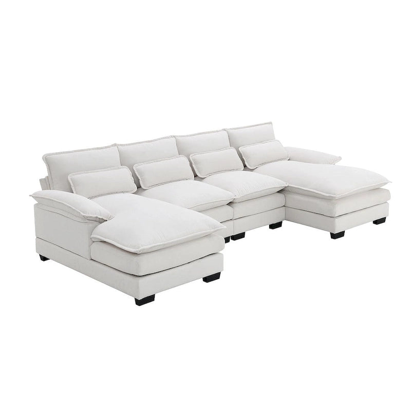 Canapé d'angle modulable 6 places en U blanc/gris/vert/bleu/noir