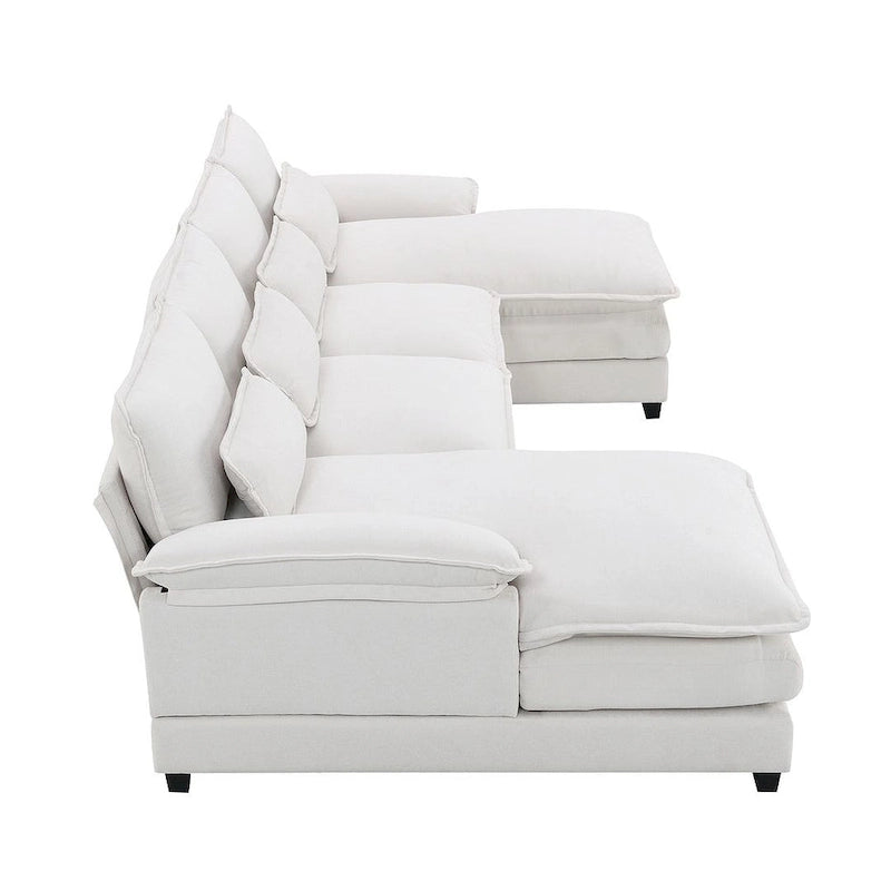 Canapé d'angle modulable 6 places en U blanc/gris/vert/bleu/noir