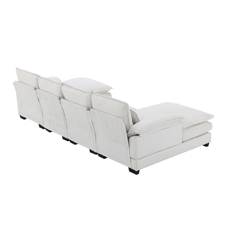 Canapé d'angle modulable 6 places en U blanc/gris/vert/bleu/noir