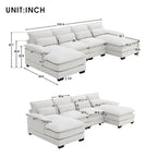Canapé d'angle modulable 6 places en U blanc/gris/vert/bleu/noir