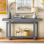 Console de style industriel, plateau MDF et pin, bleu marine / gris foncé / blanc, 1 personne