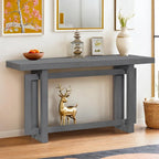 Console de style industriel, plateau MDF et pin, bleu marine / gris foncé / blanc, 1 personne