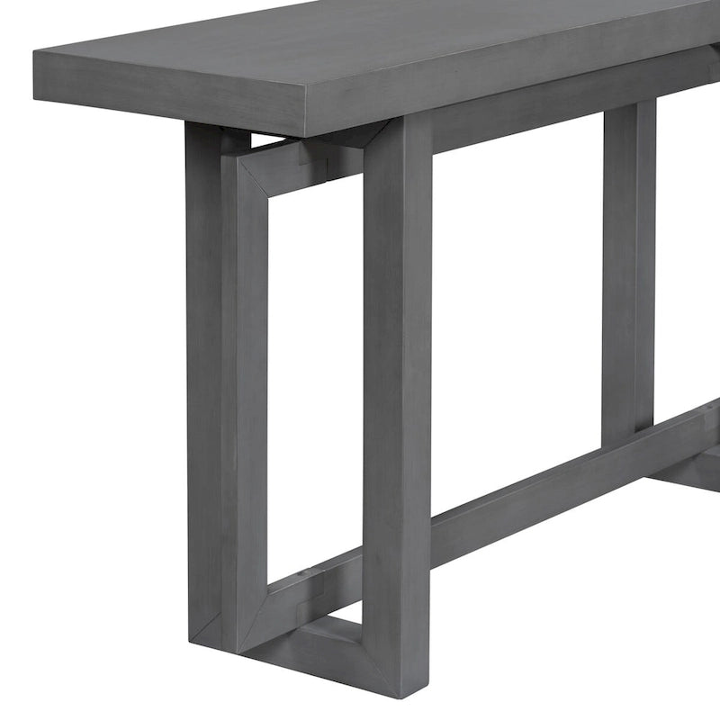 Console de style industriel, plateau MDF et pin, bleu marine / gris foncé / blanc, 1 personne