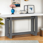 Console de style industriel, plateau MDF et pin, bleu marine / gris foncé / blanc, 1 personne