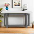 Console de style industriel, plateau MDF et pin, bleu marine / gris foncé / blanc, 1 personne