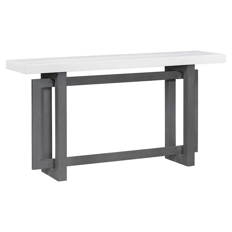 Console de style industriel, plateau MDF et pin, bleu marine / gris foncé / blanc, 1 personne