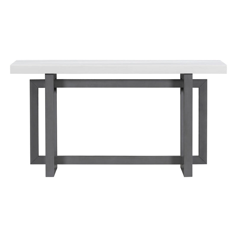Console de style industriel, plateau MDF et pin, bleu marine / gris foncé / blanc, 1 personne