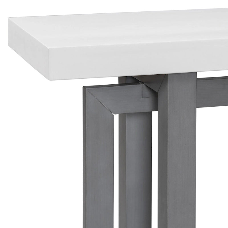 Console de style industriel, plateau MDF et pin, bleu marine / gris foncé / blanc, 1 personne