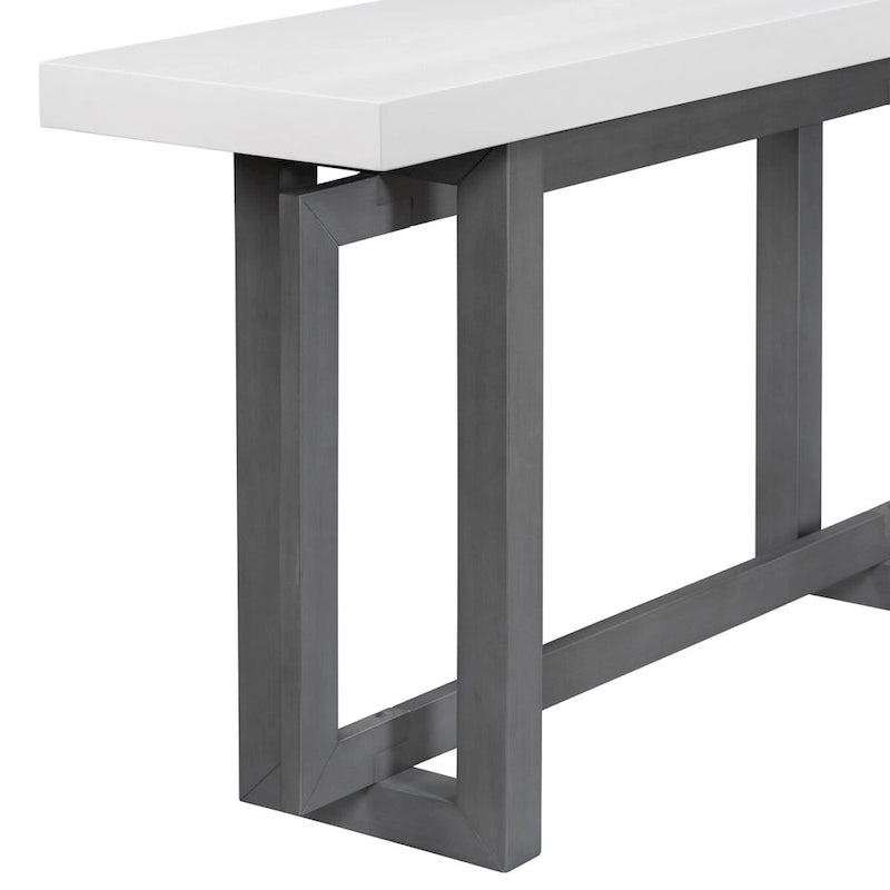 Console de style industriel, plateau MDF et pin, bleu marine / gris foncé / blanc, 1 personne