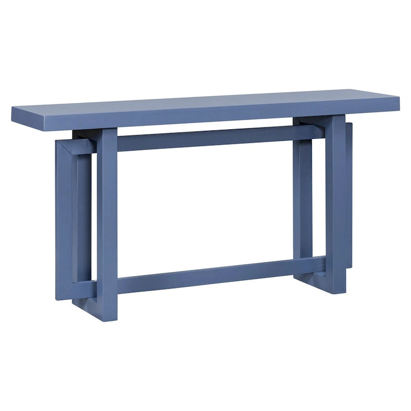 Console de style industriel, plateau MDF et pin, bleu marine / gris foncé / blanc, 1 personne