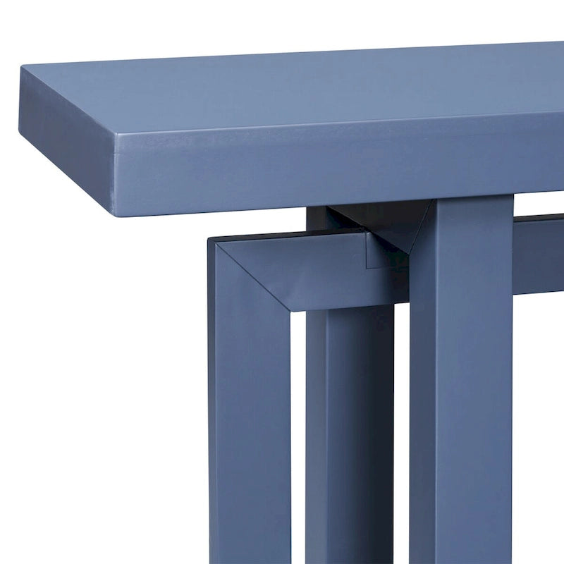 Console de style industriel, plateau MDF et pin, bleu marine / gris foncé / blanc, 1 personne