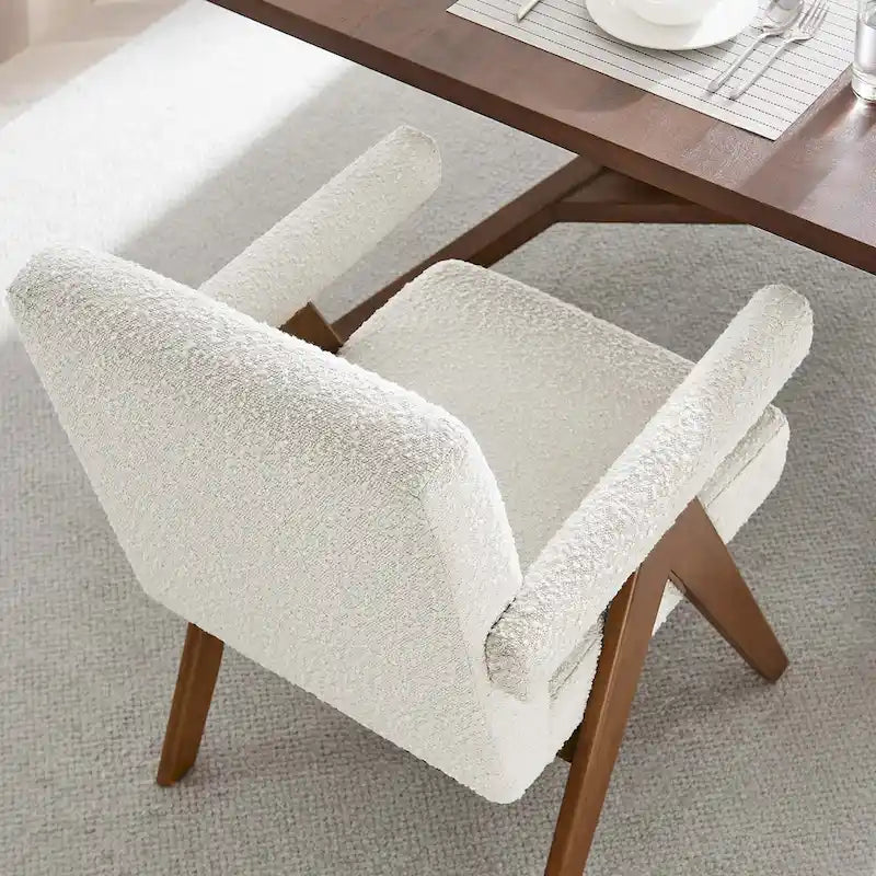 Chaise de salle à manger Lyra en tissu bouclé – Lot de 2
