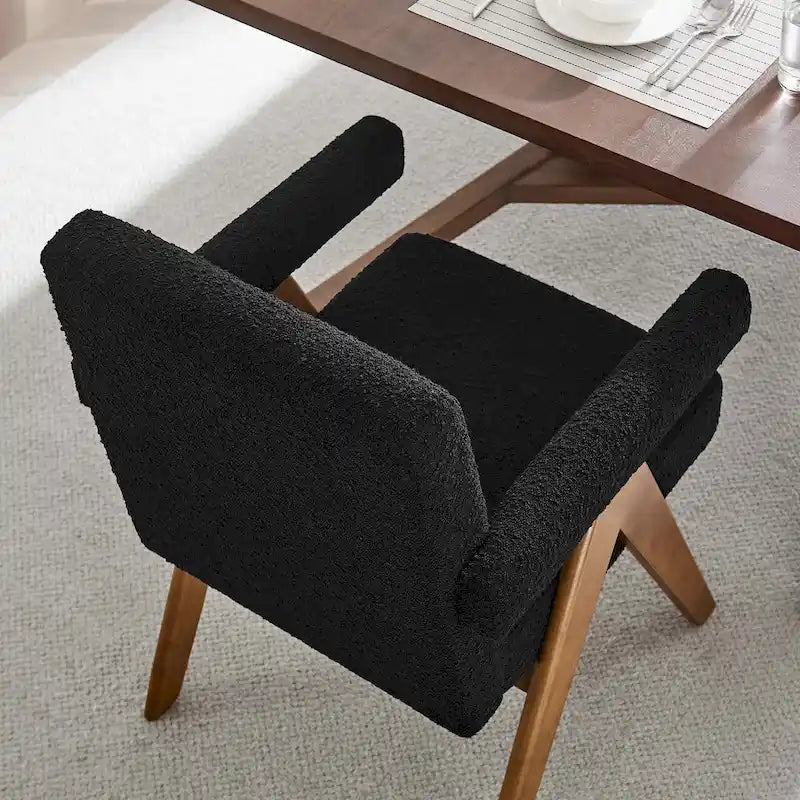 Chaise de salle à manger Lyra en tissu bouclé – Lot de 2