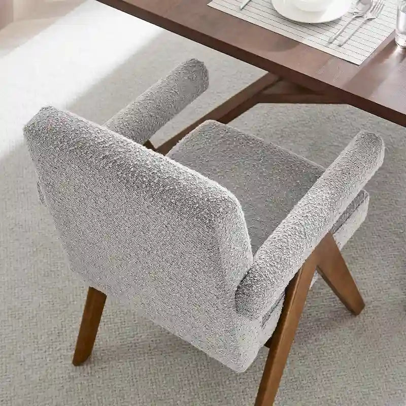 Chaise de salle à manger Lyra en tissu bouclé – Lot de 2
