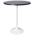 Table à manger ronde LeisureMod Verve 27 avec plateau en bois MDF et base en acier blanc pour cuisine et salle à manger