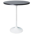 Table à manger ronde LeisureMod Verve 27 avec plateau en bois MDF et base en acier blanc pour cuisine et salle à manger