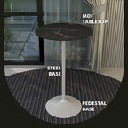 Table à manger ronde LeisureMod Verve 27 avec plateau en bois MDF et base en acier blanc pour cuisine et salle à manger