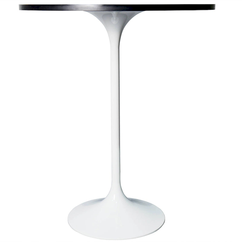 Table à manger ronde LeisureMod Verve 27 avec plateau en bois MDF et base en acier blanc pour cuisine et salle à manger