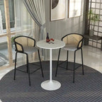 Table à manger ronde LeisureMod Verve 27 avec plateau en bois MDF et base en acier blanc pour cuisine et salle à manger