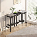 Ensemble table de bar et 2 tabourets bicolore gris/marron
