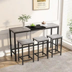 Ensemble table de bar et 2 tabourets bicolore gris/marron