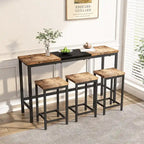 Ensemble table de bar et 2 tabourets bicolore gris/marron
