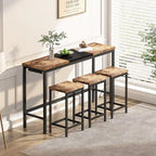 Ensemble table de bar et 2 tabourets bicolore gris/marron