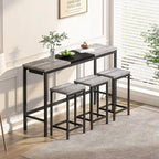 Ensemble table de bar et 2 tabourets bicolore gris/marron