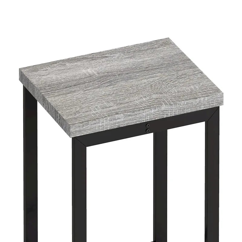 Ensemble table de bar et 2 tabourets bicolore gris/marron