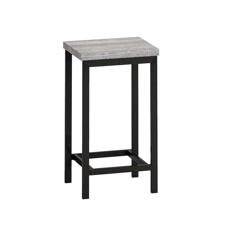 Ensemble table de bar et 2 tabourets bicolore gris/marron
