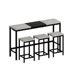 Ensemble table de bar et 2 tabourets bicolore gris/marron