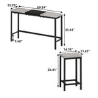 Ensemble table de bar et 2 tabourets bicolore gris/marron