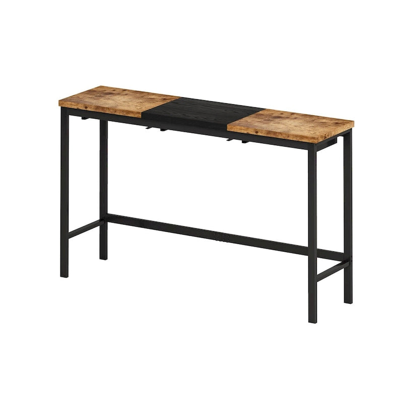 Ensemble table de bar et 2 tabourets bicolore gris/marron