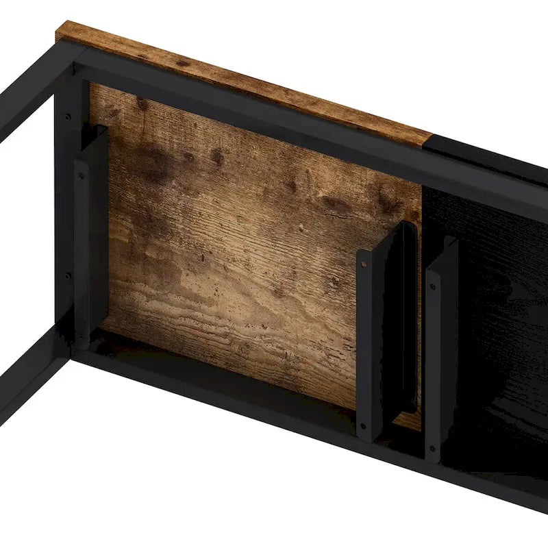 Ensemble table de bar et 2 tabourets bicolore gris/marron