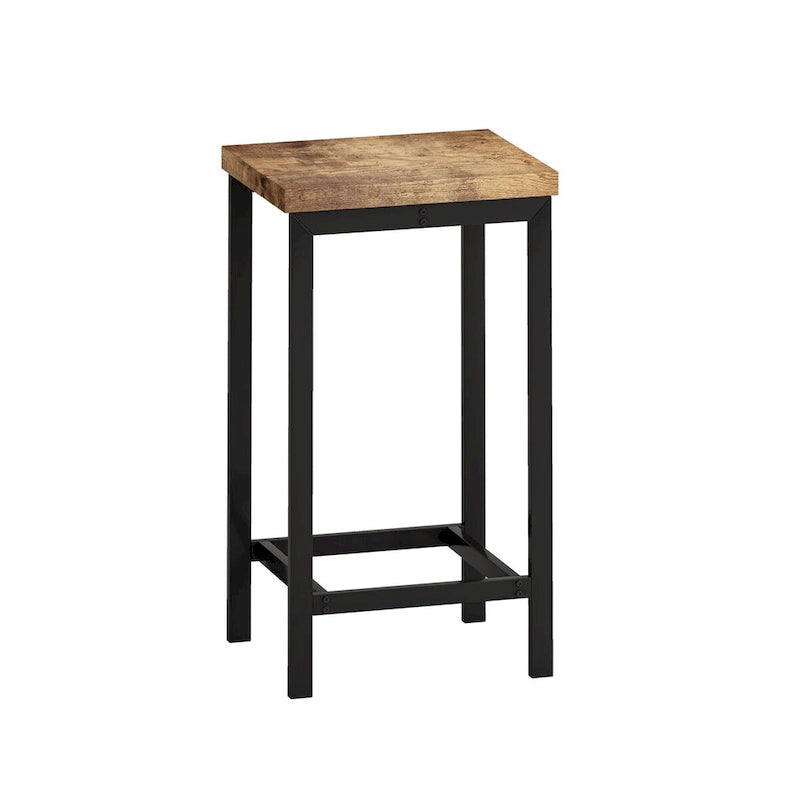 Ensemble table de bar et 2 tabourets bicolore gris/marron