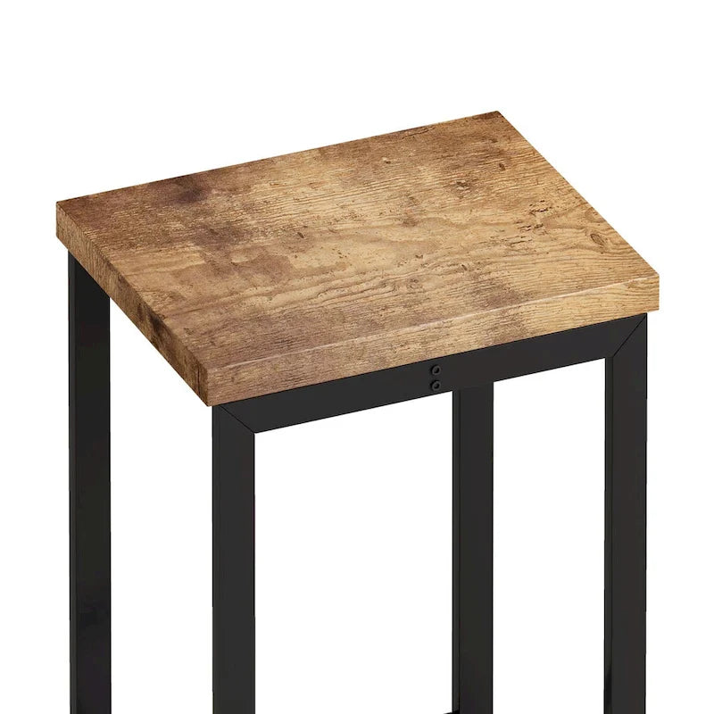 Ensemble table de bar et 2 tabourets bicolore gris/marron