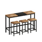Ensemble table de bar et 2 tabourets bicolore gris/marron