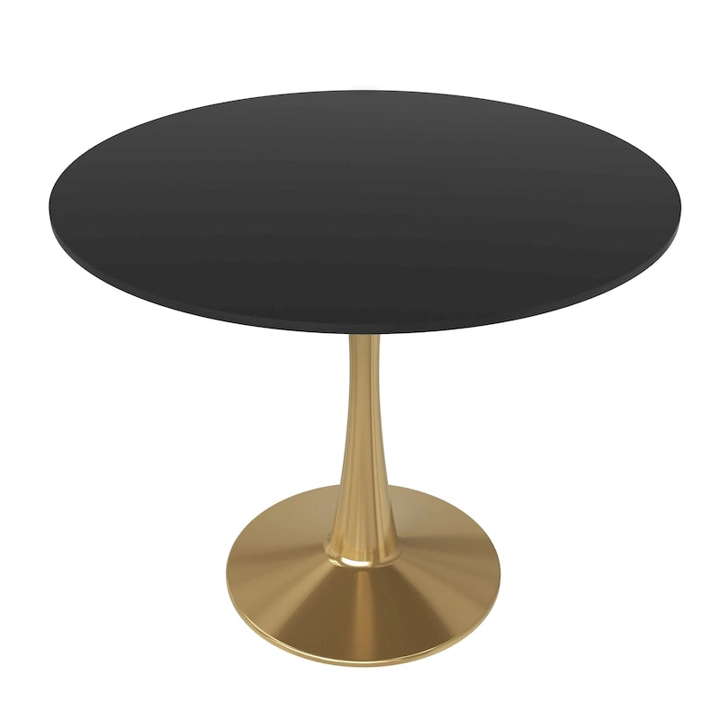 Table à manger ronde 4 places noire / blanche / marbrée avec pied central