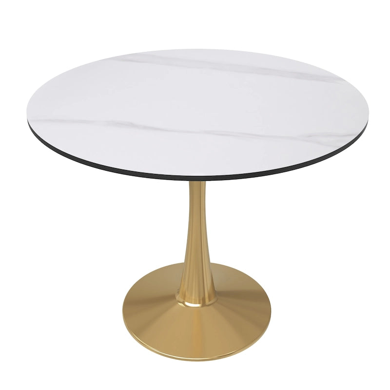 Table à manger ronde 4 places noire / blanche / marbrée avec pied central