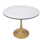 Table à manger ronde 4 places noire / blanche / marbrée avec pied central