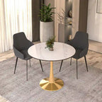 Table à manger ronde 4 places noire / blanche / marbrée avec pied central